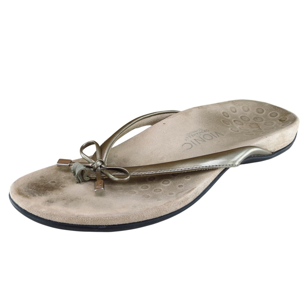 Vionic Sz 11 M Brown Flip Flop Synthetic Women Sandals